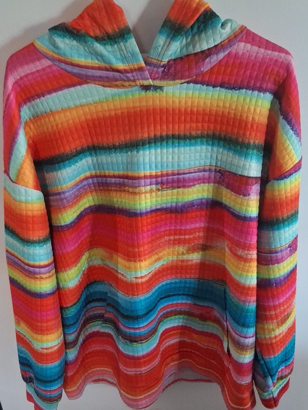 Source Unknown Multicolor Striped Ribbed Hoodie